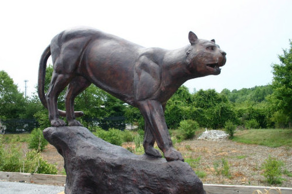 Lioness Climbing Rock Bronze Statue School mascot Parks Display